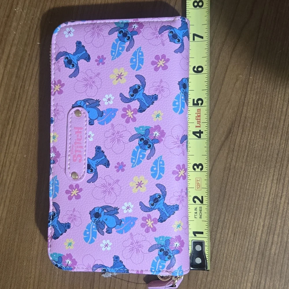 Disney Pink Zip Wallet with Blue Stitch Pattern - Picture 6 of 7